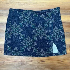 Free People Take It Easy Y2K Boho Festival Paisley Mini Skirt Blue Green Wrap 10 thumbnail 2