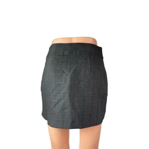 Zara Womens Dark Gray Plaid Check High Rise Office Mini Straight Pencil Skirt XS thumbnail 2