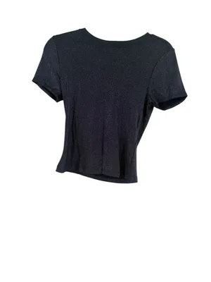 Women's PAIGE Black and Silver Shimmer Short Sleeve Tee, Size XS thumbnail 8