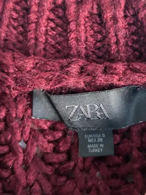 Zara Burgundy Chunky Knit Sweater Vest Gold Buttons Small Academia preppy thumbnail 4