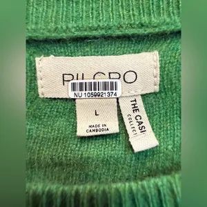 Anthropologie Cashmere Alani Cropped Crew Neck Sweater Pilcro Green Milan L thumbnail 5