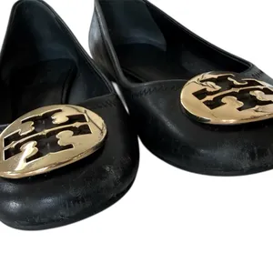 Tory Burch Black Leather Reva Logo Round-Toe Ballet Flats thumbnail 2