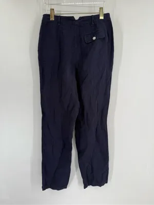 ALEX‎ MILL Linen Straight-Leg Trousers in navy size 2 thumbnail 4