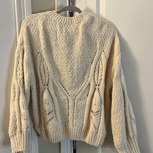 Forenza Cream V-Neck Cable Knit Sweater- from Italy! thumbnail 2