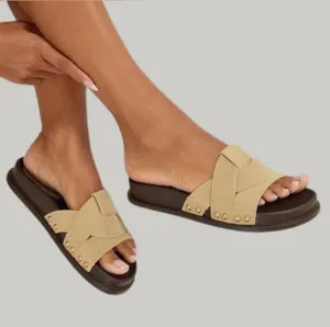 Pretty Little Thing Crisscross Stud Slide Chunky Sandals thumbnail 1