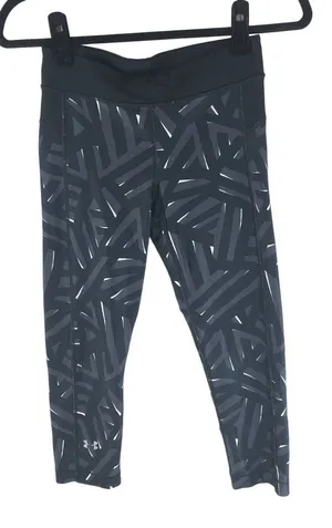 Under Armour Womens Heatgear Armour Printed Capri Leggings Black XS thumbnail 1