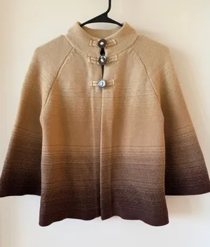 Jones New York Signature Ombre Gradient Knit Toggle Button Cardigan Sweater thumbnail 1