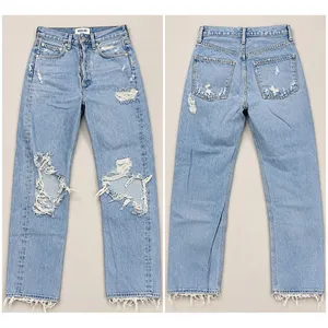AGOLDE 90s Mid Rise Loose Fit Jeans Size 23 Light Wash Distressed thumbnail 7