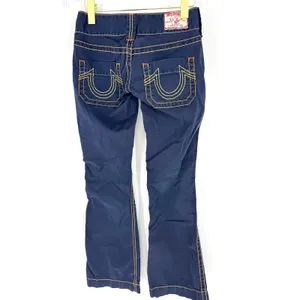True Religion Joey Navy Blue Big T Stitch Low Rise‎ Flare Pants 26 Made in USA thumbnail 3