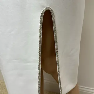 New Likely White Dressy MIDI Dress Lined with beaded trim size 10 thumbnail 5
