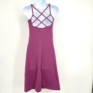 prAna Rebecca Athletic Dress Women XS‎ Purple Gray Striped Lattice Shelf Bra thumbnail 6