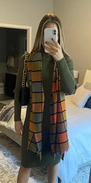 Fantastic Fawn Olive Green Ribbed Turtleneck Sweater Dress thumbnail 1