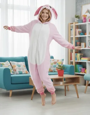 One-Piece Adult's Bunny Pajamas Halloween Cosplay Costume Sleepwear Small thumbnail 1