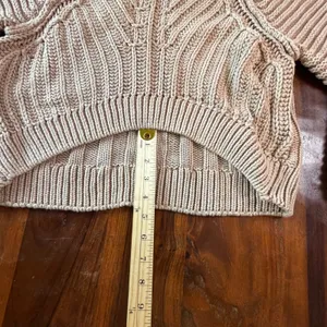 Free People My Only Sunshine Cotton Chunky Knit Mock Neck Sweater Tan Small thumbnail 7