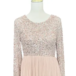 Maya Deluxe Maternity Sequin Tulle Maxi‎ Dress muted Blush Pink Size 8 fairycore thumbnail 6