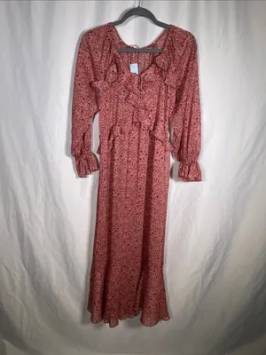 Loft Womens Pink Floral Ruffle Sheer Maxi Dress New With Tags Small Petite thumbnail 2
