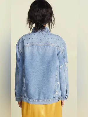 Free People Studded Denim Trucker Jacket $148 MSRP thumbnail 3