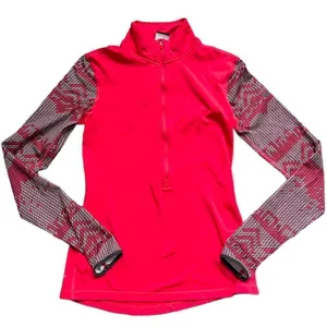 Nike Pro Dri-Fit Long Sleeve 1/2 Zip Pullover Running Top Red Pattern Size Small thumbnail 1