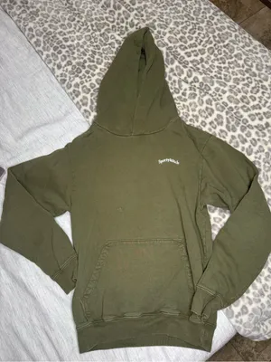 Sporty & Rich Olive Pullover Hoodie with Logo Tag thumbnail 1