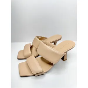 Open Edit Sandals‎ Size 6 Qarly Heeled Tan Open Square Toe Slip On Heels thumbnail 2