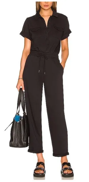 NWT Revolve 525 Distressed Wash Black Cotton Utility Jumpsuit Size Small thumbnail 1