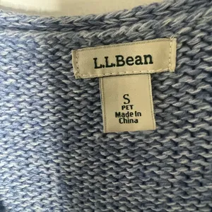 L.L. Bean womens V-Neck crochet Blue Sweater 100% cotton size small thumbnail 3