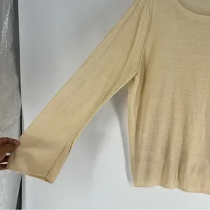 J. Crew Cream‎ Lightweight Linen Relaxed Fit Long Sleeve Sweater Size S thumbnail 4