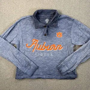 Auburn Tigers Rivalry Threads Women's Small Cropped Long Sleeve Henley Shirt thumbnail 1