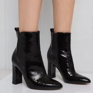 Vince Camuto Shiny Black Heeled Boots thumbnail 1