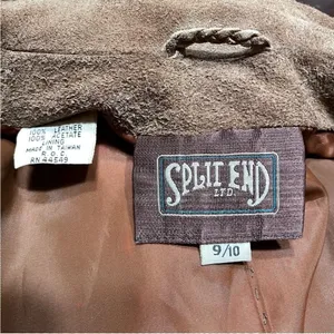 Vintage 70s Suede Leather Belted Mini‎ Trench Jacket Brown 9/10 thumbnail 2
