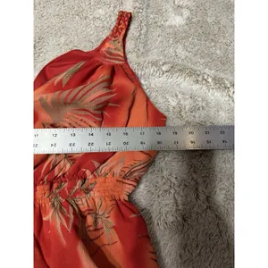 LINEA DOMANI Dress Orange-Red Hawaiian Resort Maxi V-neck Sleeveless Size 10 thumbnail 6