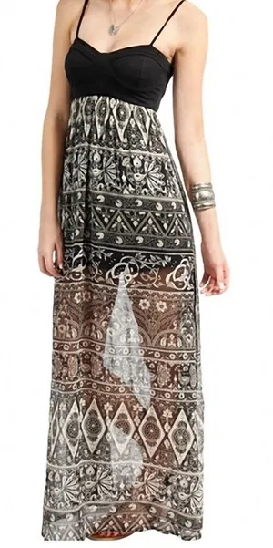 Billabong Sweet Lyrics Maxi Dress with Bustier-like Top Women’s Small thumbnail 1