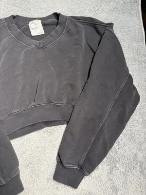 Aerie offline Cropped Crewneck Sweatshirt charcoal small thumbnail 6