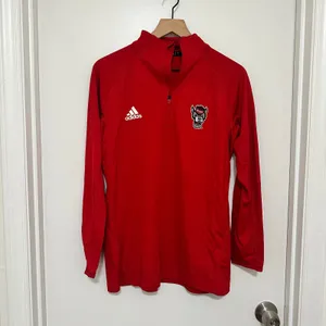 Adidas x NC State | NWT Woman's Wolfpack Red Tuffy Logo Quarter Zip Pullover, L thumbnail 2