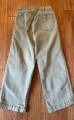 Oat New York wide leg olive green crop flat front pant 0/25 thumbnail 6