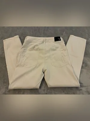 Women’s American Eagle White Distressed Super Stretch Jegging Crop Jeans Size 8 thumbnail 4