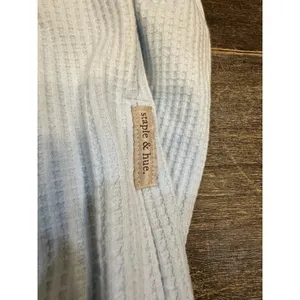 Staple & Hue Freya Pants Sky Blue Waffle Knit Ruched Leg Thermal Size Large thumbnail 5