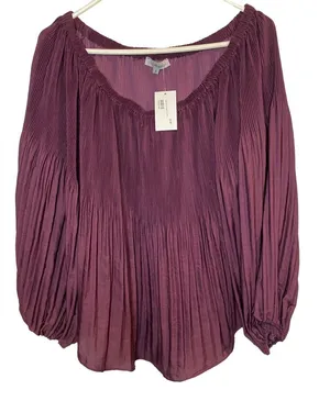 WISHLIST APPAREL Women's Blouse Long‎ Balloon Sleeve Purple Small NWT thumbnail 1