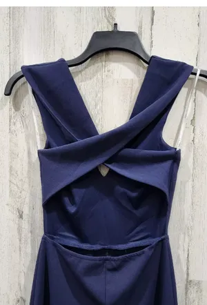 Sz S Thinking Out Loud Navy Blue Jumpsuit Criss Cross Cut Out Back thumbnail 8
