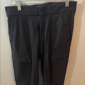 Athleta sz 0 elastic waist zip button up black track cargo pant thumbnail 2