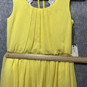 Papaya Yellow Sleeveless Lace Back‎ Cutout Mini Dress 20369D Small NWT thumbnail 4