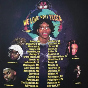 Fruit of the Loom Lil Tecca We Love You Tecca 2021 Tour Shirt Rap Tee Hip Hop Concert Merch Large thumbnail 3