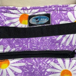 BLUE‎ SKY Cottagecore Boho Lavender Daisy Print Zip Closure Tote Bag thumbnail 9