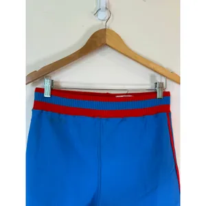 Sand Knit High Rise Pull On Crop Pants Striped Blue Red Medium Athleisure thumbnail 5