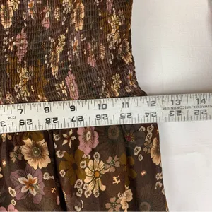Wilfred size small grace midi sun dress brown white floral square neck boho thumbnail 10