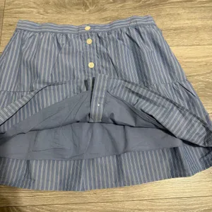 Madewell 100% Cotton‎ Blue White Striped Button Front Tiered Mini Skirt Size M thumbnail 7