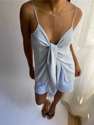 New Fjerf Avenue Tie Tank Top Baby Blue thumbnail 8