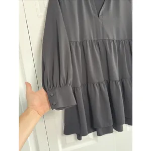 Amanda Uprichard Tiered Mini Dress Womens Size S Black Ruffle Neck Long Sleeve thumbnail 2