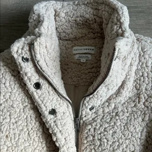 NATIVE YOUTH Cream Sherpa Jacket thumbnail 3