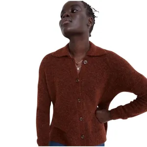 Madewell Alpaca Merino Wool Blend Cardigan Sweater Rust Brown NB396 Large thumbnail 2